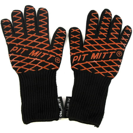 The Charcoal Companion Pit Mitt PRO BBQ Gloves, 1 Pair, Black,