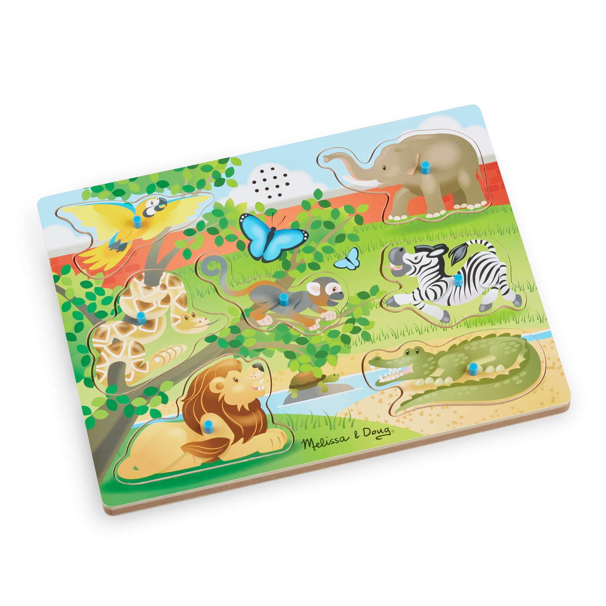 Melissa & Doug Wooden 7-Piece At the Zoo Sound Puzzle