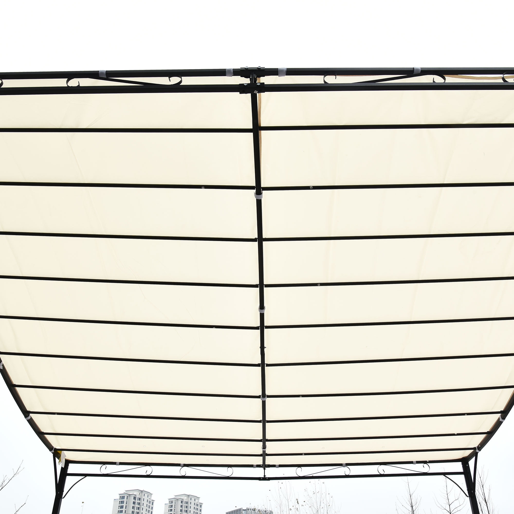 Outsunny 10' x 10' Outdoor Pergola Gazebo, Canopy w/ Drain Holes, Cream
