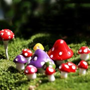 jiaroswwei 10Pcs/Set Miniature Mushroom Shape Vivid Appearance High Saturation Micro Landscape Funny Plant Statue for Table