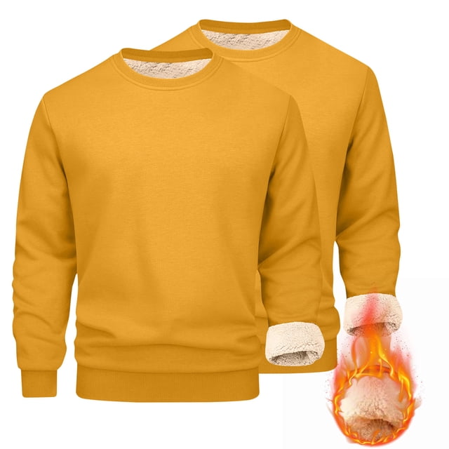 Styesk Chemises pour Hommes Mode Décontractée Chaleur Couleur Unie Manches Longues Col Rond