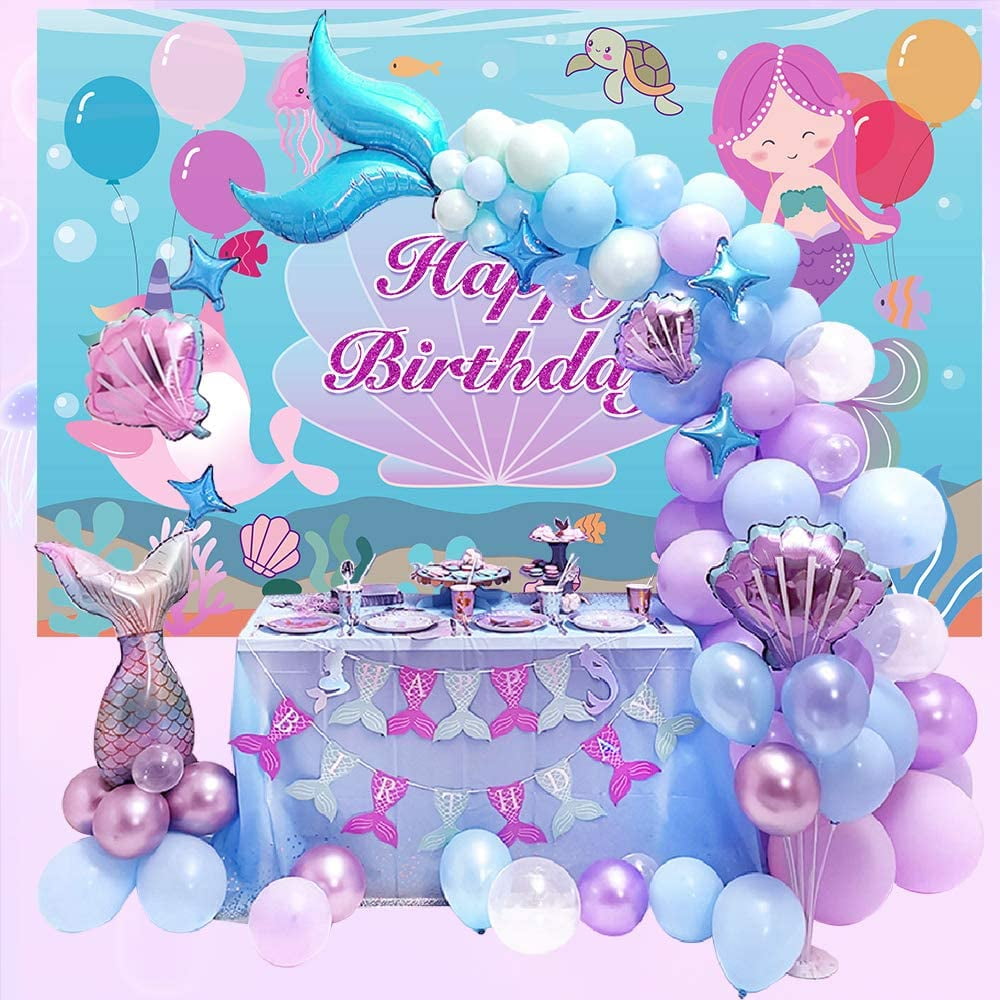 AYUQI Girl Birthday Party Decorations Mermaid Theme DIY Balloon Garland set for Kids Girl