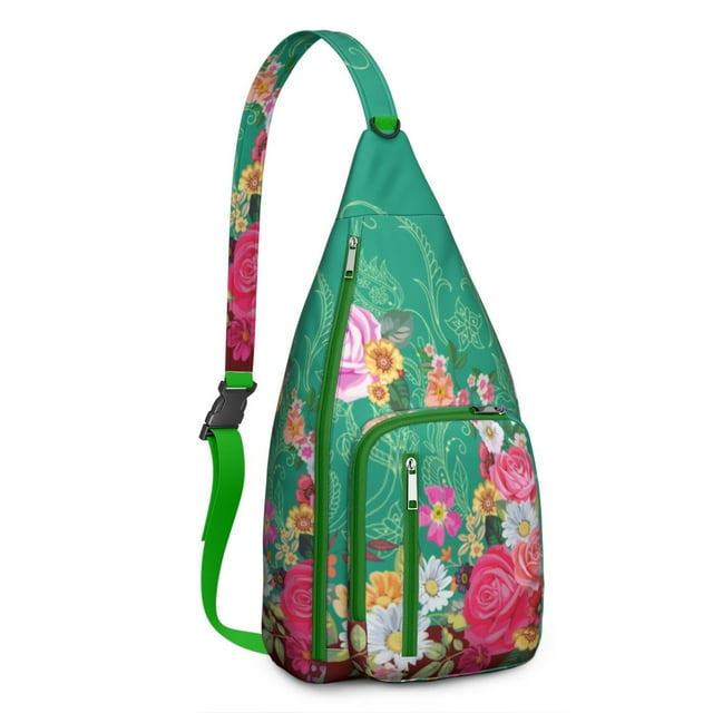 Abstract Boho Paisley Sling - Geometric Ethnic Print Crossbody Backpack (Chic)