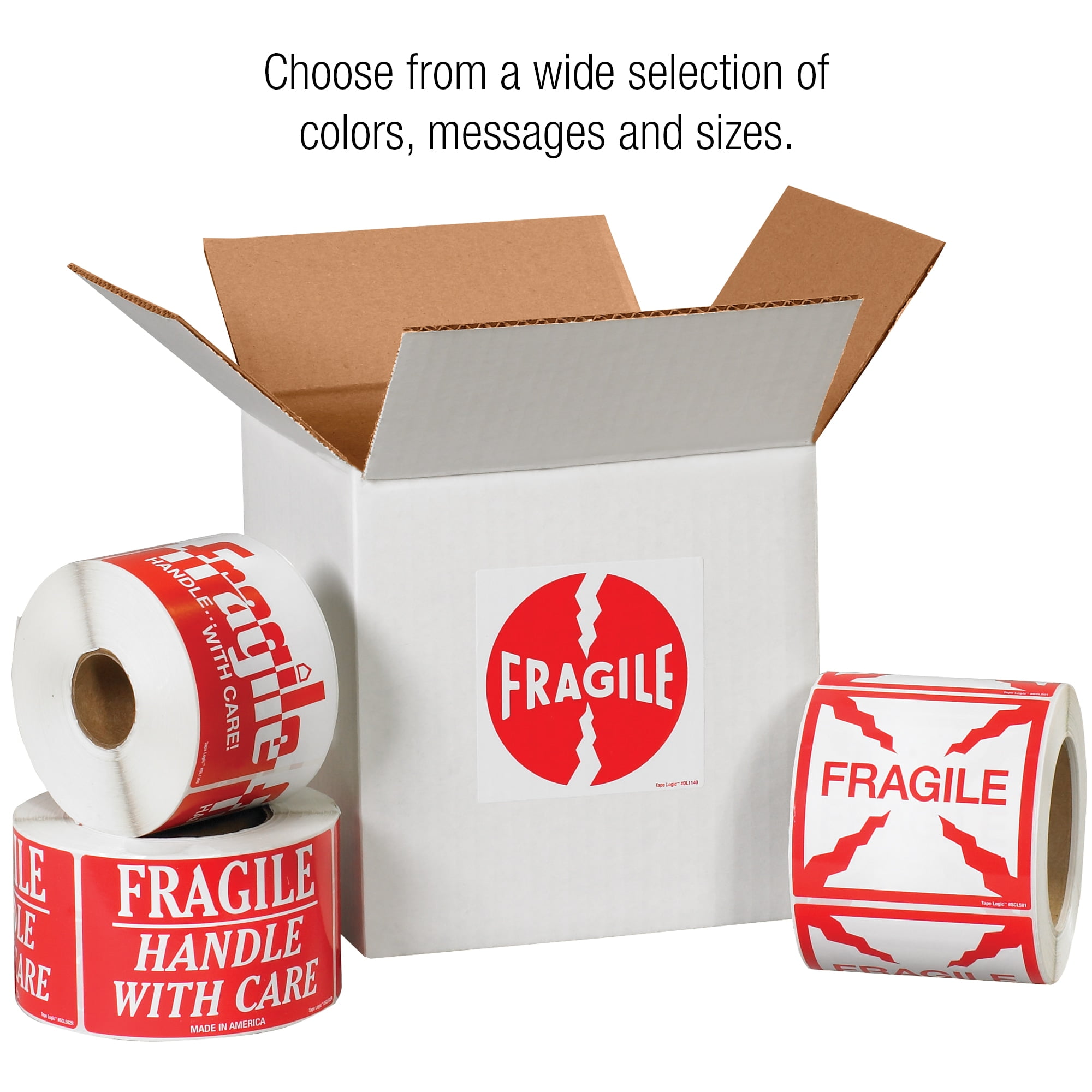 Tape Logic® Preprinted Shipping Labels, DL1056, Fragile, Rectangle, 2" x 3", Fluorescent Green, Roll Of 500