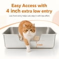 thumbnail image 2 of Stainless Steel Cat Litter Box with Low Entry, Bug Hull High Sided Metal Pan, Odor Control, Easy to Clean, 27.6" x 19.7" x 8", 2 of 7
