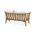 thumbnail image 2 of Nehemiah Outdoor Wooden Loveseat with Cushions, White, Teak Finish, 2 of 9