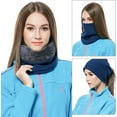 thumbnail image 4 of TAGVO 2 Pack Winter Fleece Neck Warmer, Soft Double Layer Fleece Thick Thermal Neck Gaiter Elastic Scarf Windproof Skiing Neck Tube Ear Warmer Balaclava Hood Unisex for Outdoor Sports, Black&Blue, 4 of 9