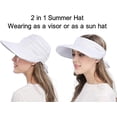 thumbnail image 3 of Women Sun Hat for Outdoor UV Protection, Wide Brim Sun Hat Ponytail, Convertible Zip-Off Beach Hat Visor, 3 of 8
