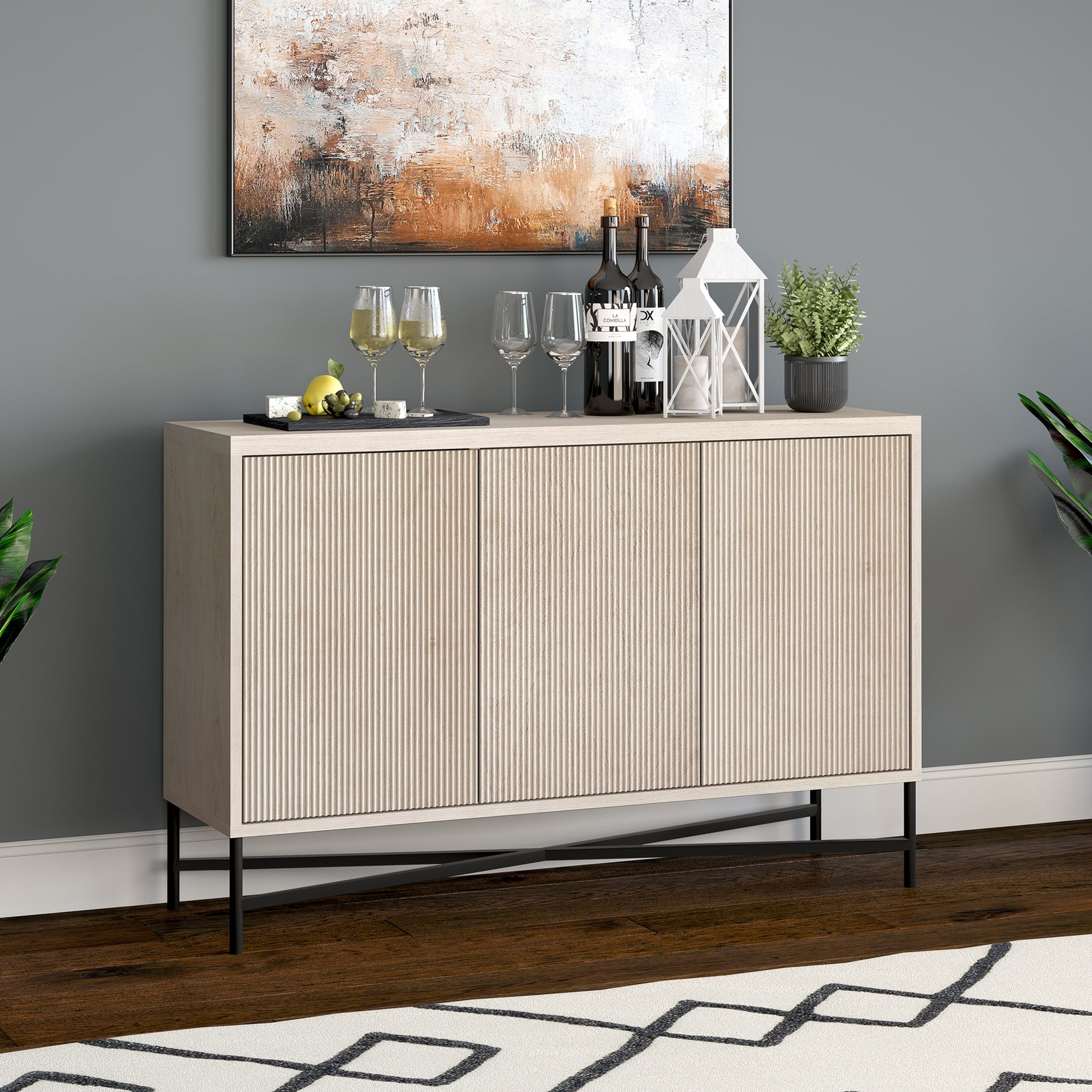 Evelyn&Zoe Brighton 48" Wide Rectangular Buffet Table, Alder White
