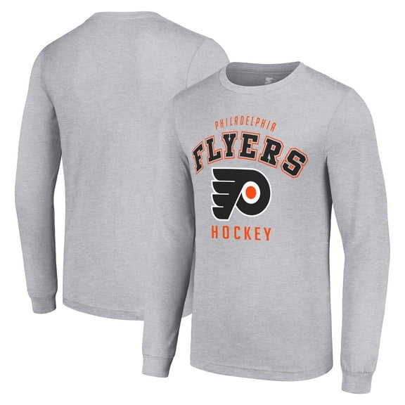Men's Starter Heather Gray Philadelphia Flyers Logo Long Sleeve T-Shirt