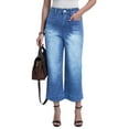 thumbnail image 2 of vigerkar Wide Leg Jeans for Women Stretch High Waisted Straight Leg Denim Pants Boyfriend Mom Jeans (Sky Blue, L), 2 of 7