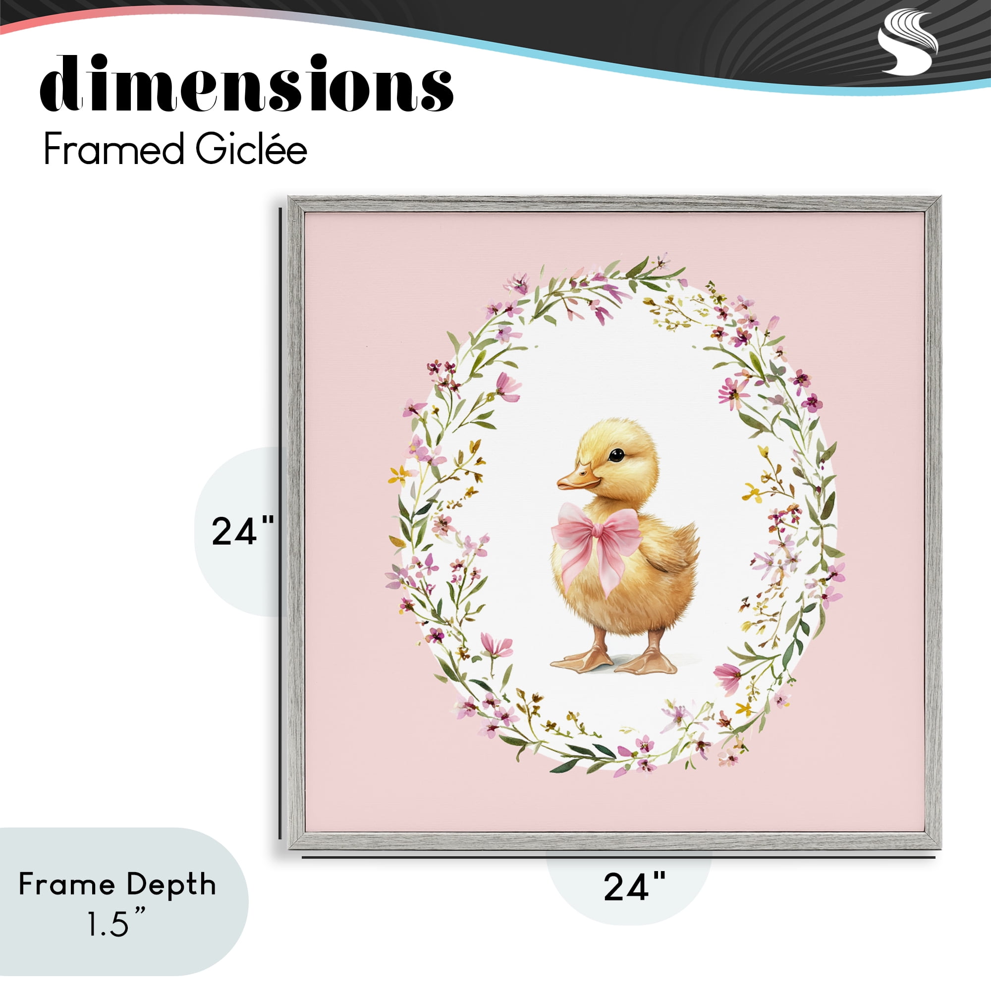Stupell Industries Blush Pink Duckling Gray Framed Giclee Art, design by Christine Simpson Art