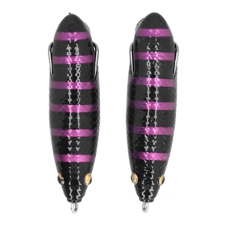 Sarapandan 2Pcs Artificial Fish Shaped Bait Lifelike Soft Silicone Lure Fishing Swimbait with HookPurple Stripe Black