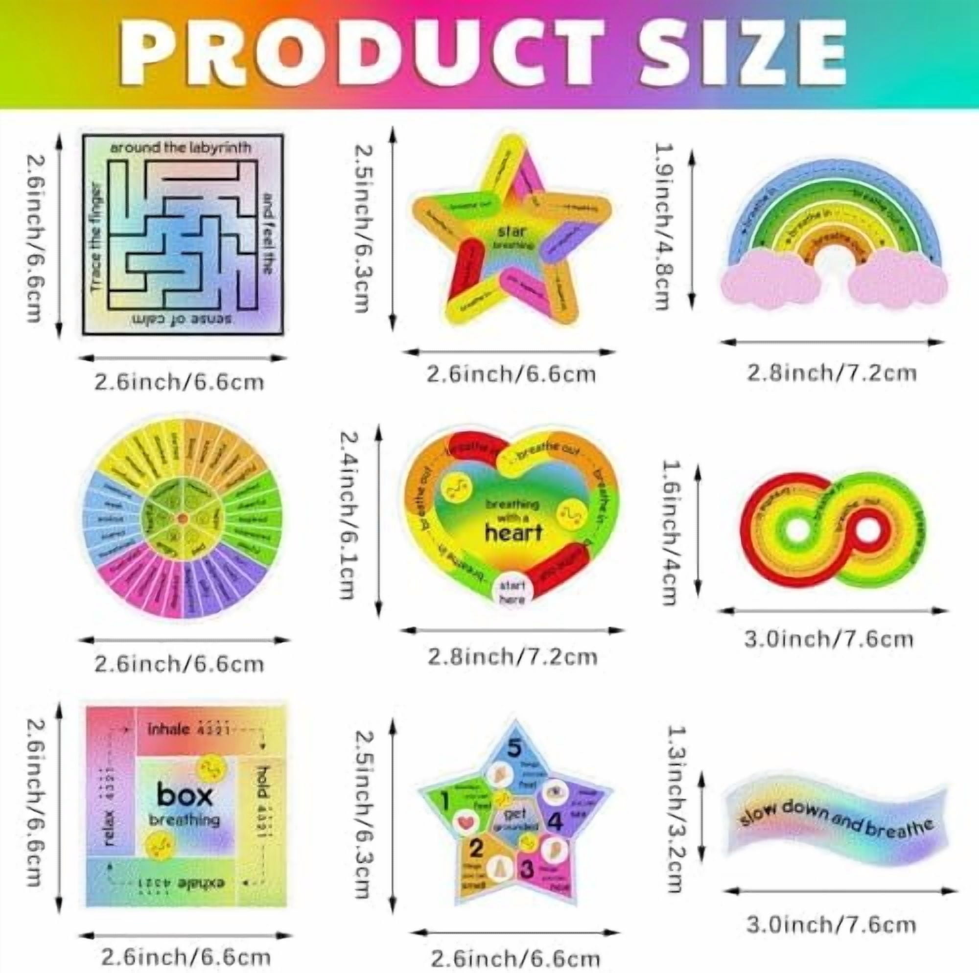 72 Pieces Anxiety Sensory Stickers Textured Stickers Fidget Mindfulness Sticker School Counselor Supplies Adult Sensory Items Anxiety Relief, 9 Styles(Cute Color)