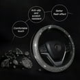 thumbnail image 3 of LinenLoon Car Rhinestone Steering Wheel Cover for Women Anti Slip Universal 15 Inch Decorative ( Black Big Diamond ), 3 of 5