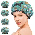 thumbnail image 7 of Shower Caps,Dog Pattern with Pioneer Flower Background Waterproof Shower Cap for Women 4 Pieces,Double Reusable Hair Cover for Shower PEVA Elastic Stretch Hem, 7 of 7
