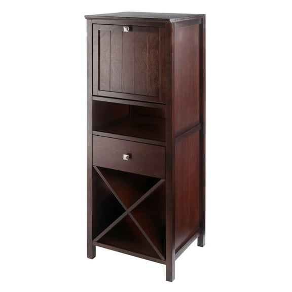 Winsome Wood Brooke Jelly 4-Section Cupboard, Wine Storage, Walnut Finish
