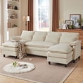 thumbnail image 2 of Pingliang Home 105" U Shaped Sectional Sofa Cloud Couch, Modern Sofa Couches with Double Chaise and 4 Pillows for Living Room Apartment Office Studio, Beige, 2 of 11