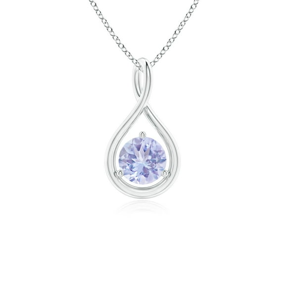 ANGARA Natural Solitaire Round Tanzanite Infinity Twist Pendant in 14K White Gold for Women (Size-5mm) | December Birthstone, Anniversary, Jewelry Gift for Women | Natural Tanzanite Necklace