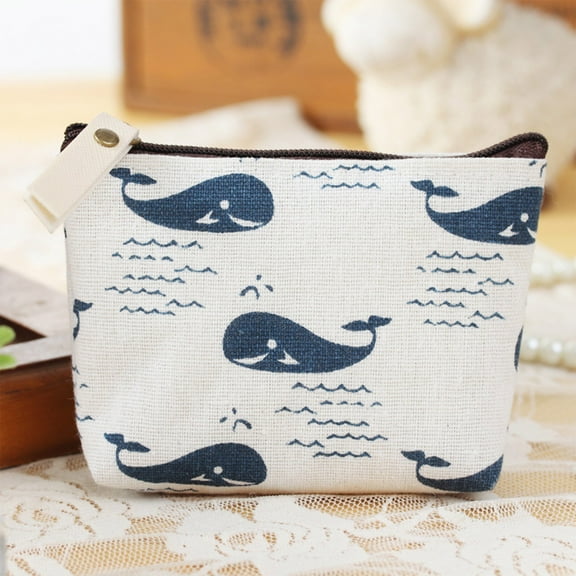 ZHANQUNE Small Canvas Coin Purse, Zipper Change Pouch Mini Storage Bag for Travel, Cosmetics, Jewelry, Portable 4.33x3.54 Inches, Cute Design with Easy Pull Zipper