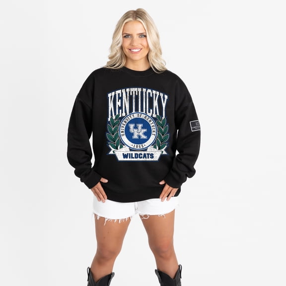 Women's Gameday Couture Black Kentucky Wildcats Oversized Victory Lane Black Label Premium Sweatshirt