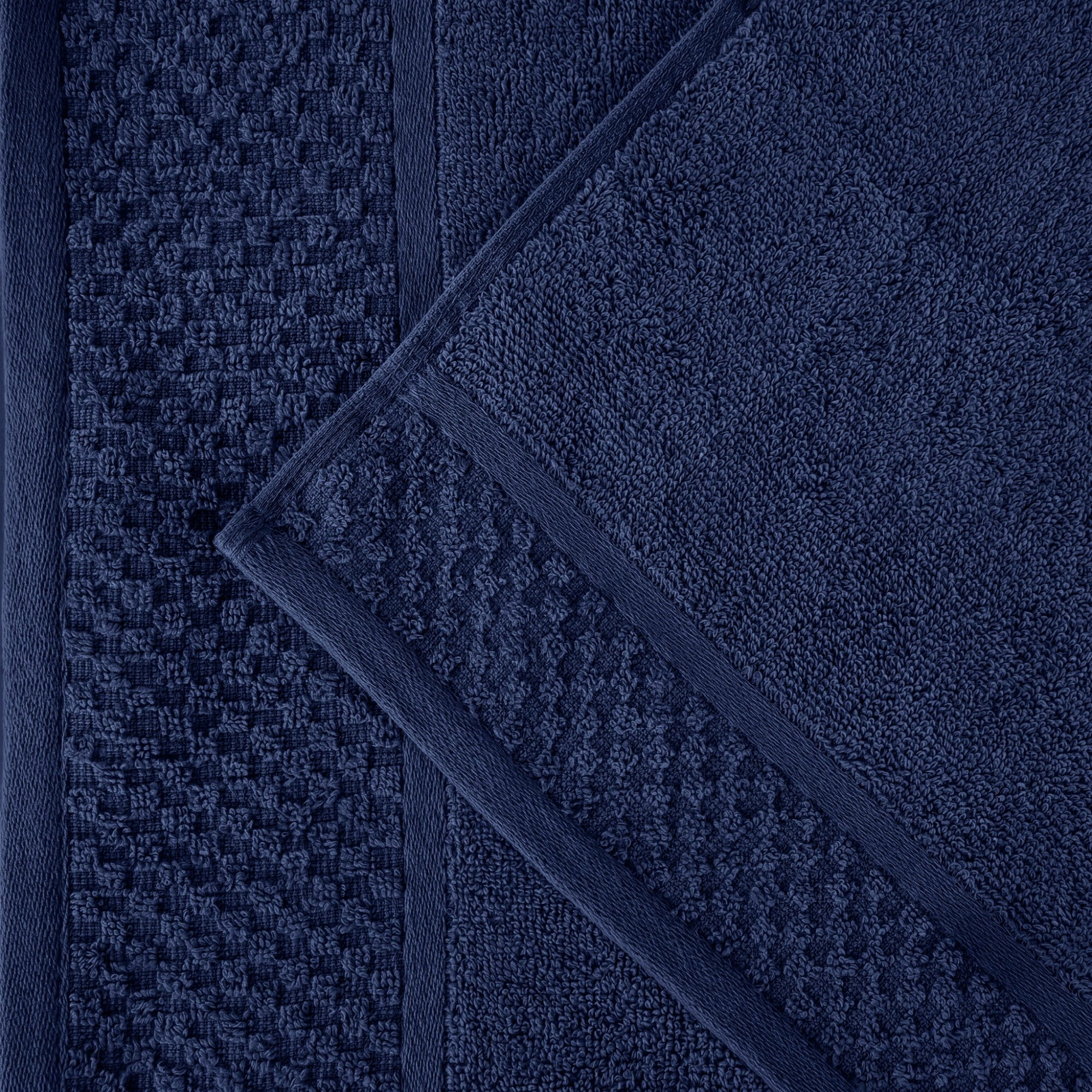 Superior Modern Cotton 3 Piece Bathroom Towel Set Medium Weight Solid, Navy Blue
