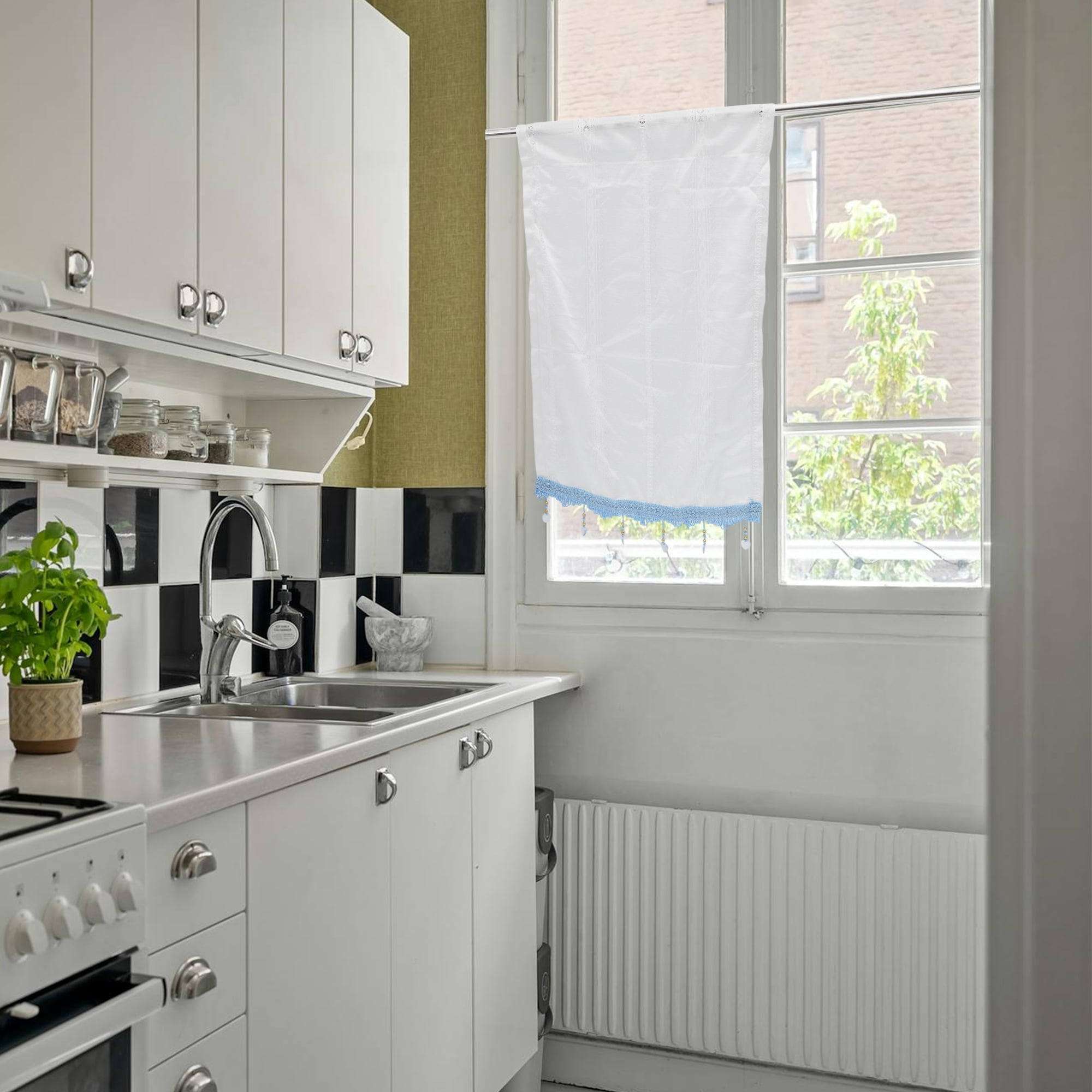 Unique Bargains Short Kitchen Curtains with Eyelets Net Curtains White 15.5(in) WIDE