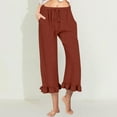 thumbnail image 2 of iHPH7 Ruffle Pants Women Fall Clothes Pull On Pants for Women Palazzo Pants for Women Baggy Pants Wide Leg Pants Woman Lounge Pants Women Red L, 2 of 5