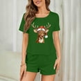 thumbnail image 6 of Fznquz 3 Piece Womens Loungewear Set Soft Winter Christmas Pj Short Sleeve Casual Tops and Shorts Pants Pjama Set Womens, 6 of 9