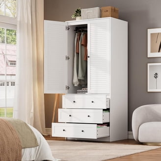 MONSLIPA Three-Door Wooden Wardrobe with Mirror, Storage Cabinet