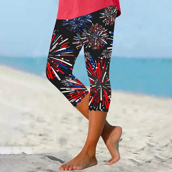 High Waisted Capri Leggings for Women Summer Yoga Gym Workout Pants Sexy Cropped Trousers Summer Beach Capris Multicolor C XXL