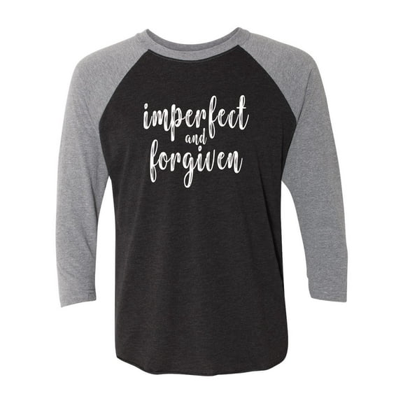 Unisex Adult Imperfect and Forgiven Raglan Short Sleeve T-shirt-Premium Heather/Vintage Black-xl