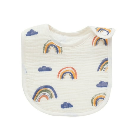 

QUSENLON Cotton Gauze Bib Newborn Feeding Bibs Burp Cloth 2-Step Buckle Bib Neck Scarf