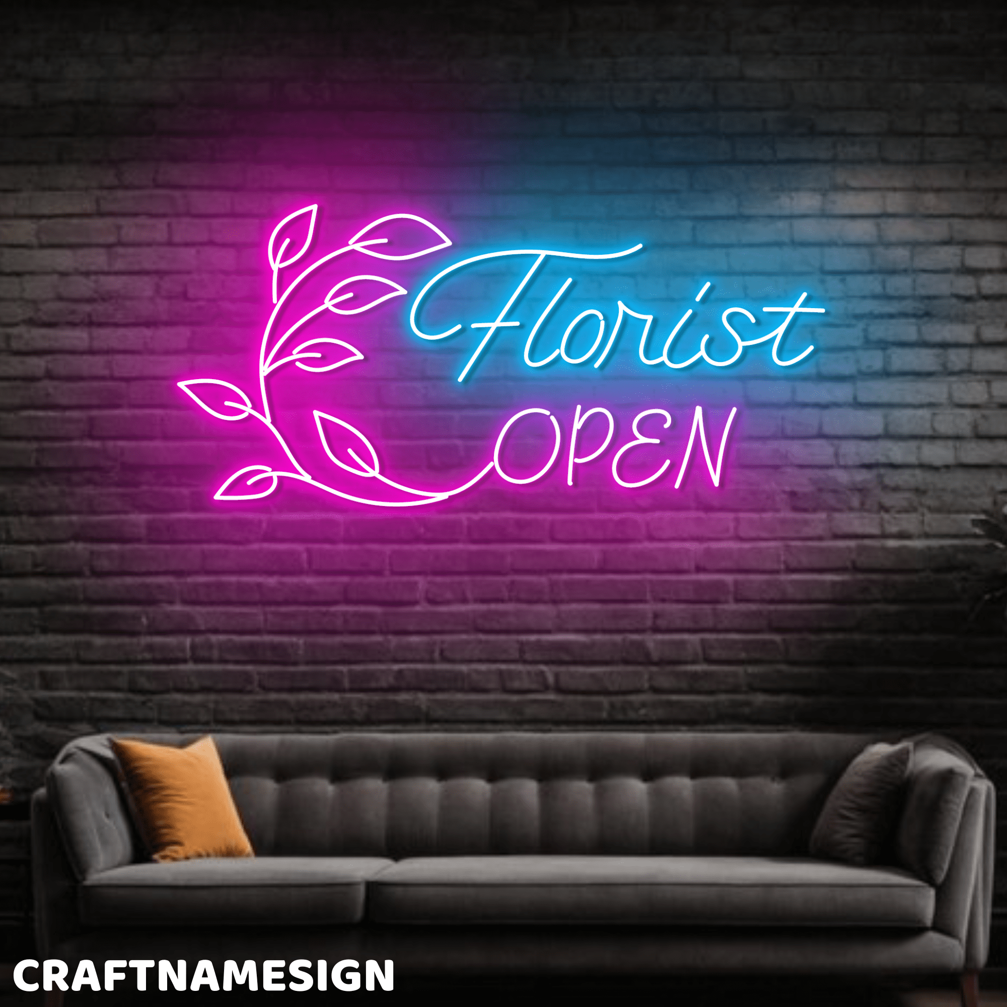 Craftnamesign Florist Open Neon Light Wall Decor, Flower Shop LED Wall Sign
