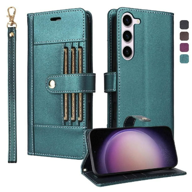 FOXDOCK Funda tipo Cartera para Samsung Galaxy S23 Plus – Cubierta de Cuero PU con Múltiples Ranuras, Bolsillo para Efectivo y Correa de Muñeca