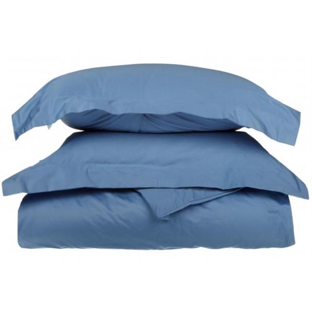 Egyptian Cotton 1000 Thread Count Solid Duvet Cover Set Full/Queen-Medium Blue
