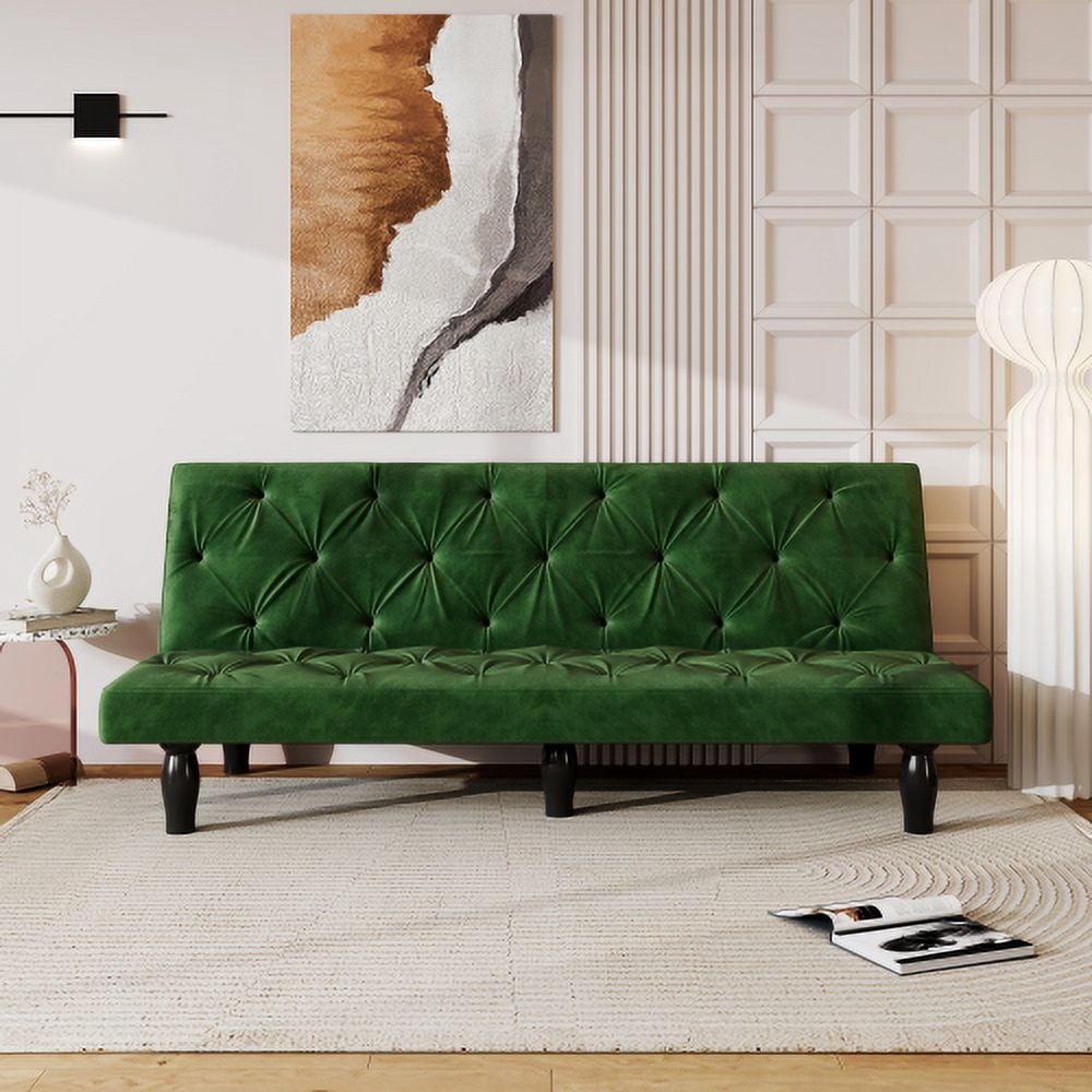 Leumius Home Wood Reclining Futon Sofa Bed, Green