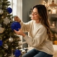 thumbnail image 6 of 15 Centimeter Large Blue Glitter Christmas Ball Ornament, Sparkly Fluffy Hanging Ball for Christmas Tree, Wreath, Holiday Parties Decoration, 6 of 9