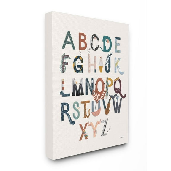 The Kids Room by Stupell Alphabet Animals Instruments Kids Nursery Design Canvas Wall Art by Becky Thorns