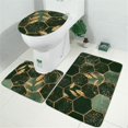 thumbnail image 2 of Dark Green Toilet Cover Set 3 Piece Emerald Tower Bathroom Mat Set Toilet Contour Rug Toilet Cover Flannel, 2 of 3