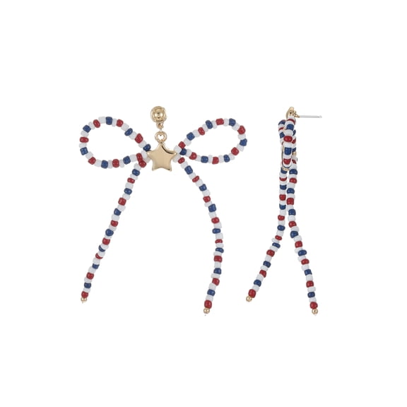 Way to Celebrate Americana Beaded Bow Earrings