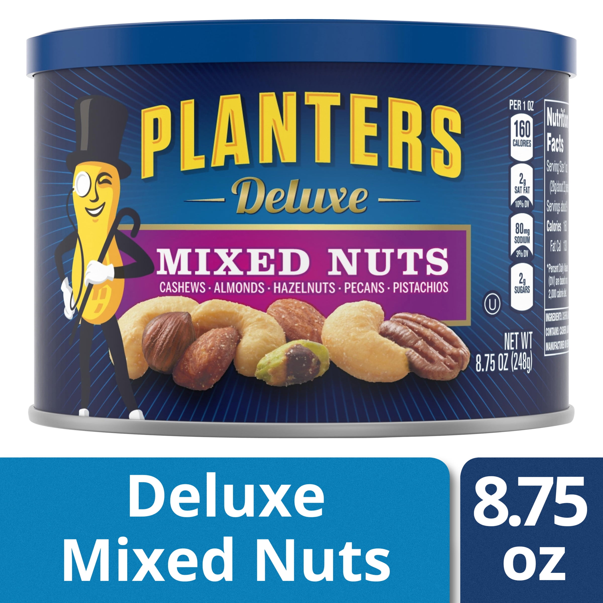 Planters Deluxe Mixed Nuts With Hazelnuts, 8.75 oz Canister Walmart