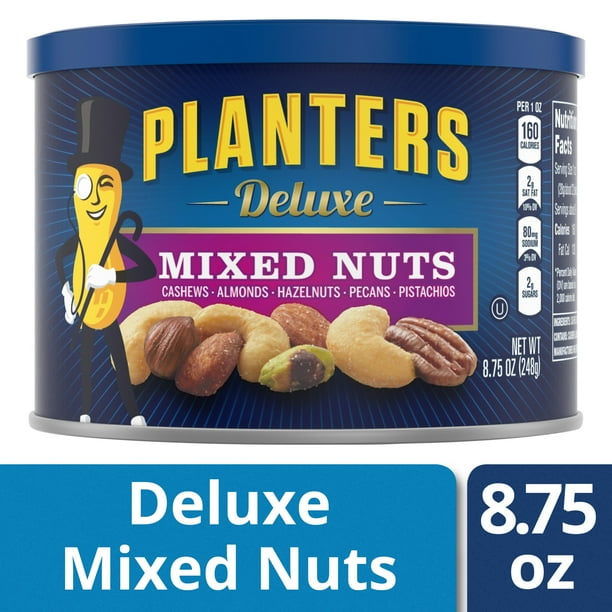 Planters Deluxe Mixed Nuts With Hazelnuts, 8.75 oz Canister Walmart
