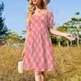 thumbnail image 3 of Checkerboard Mini Check Pattern in Double Blush Pink Sleeveless Dress Woman dresses women formal occasion dresses, 3 of 7