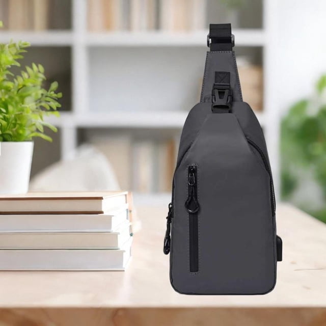 Bolso de pecho para hombre, bolso de mano, bolso de hombro para viajes, compras, escalada, deportes al aire libre Gris