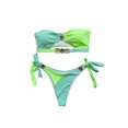 thumbnail image 1 of Qiylii Women Bikini Set, Contrast Color Rhinestone Strapless Bra with Low Waist Briefs Bathing Swimsuit, 1 of 5