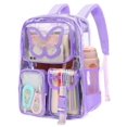 thumbnail image 1 of Mochila Crvint Transparente Morada con Mariposa Gran Capacidad, 1 of 8
