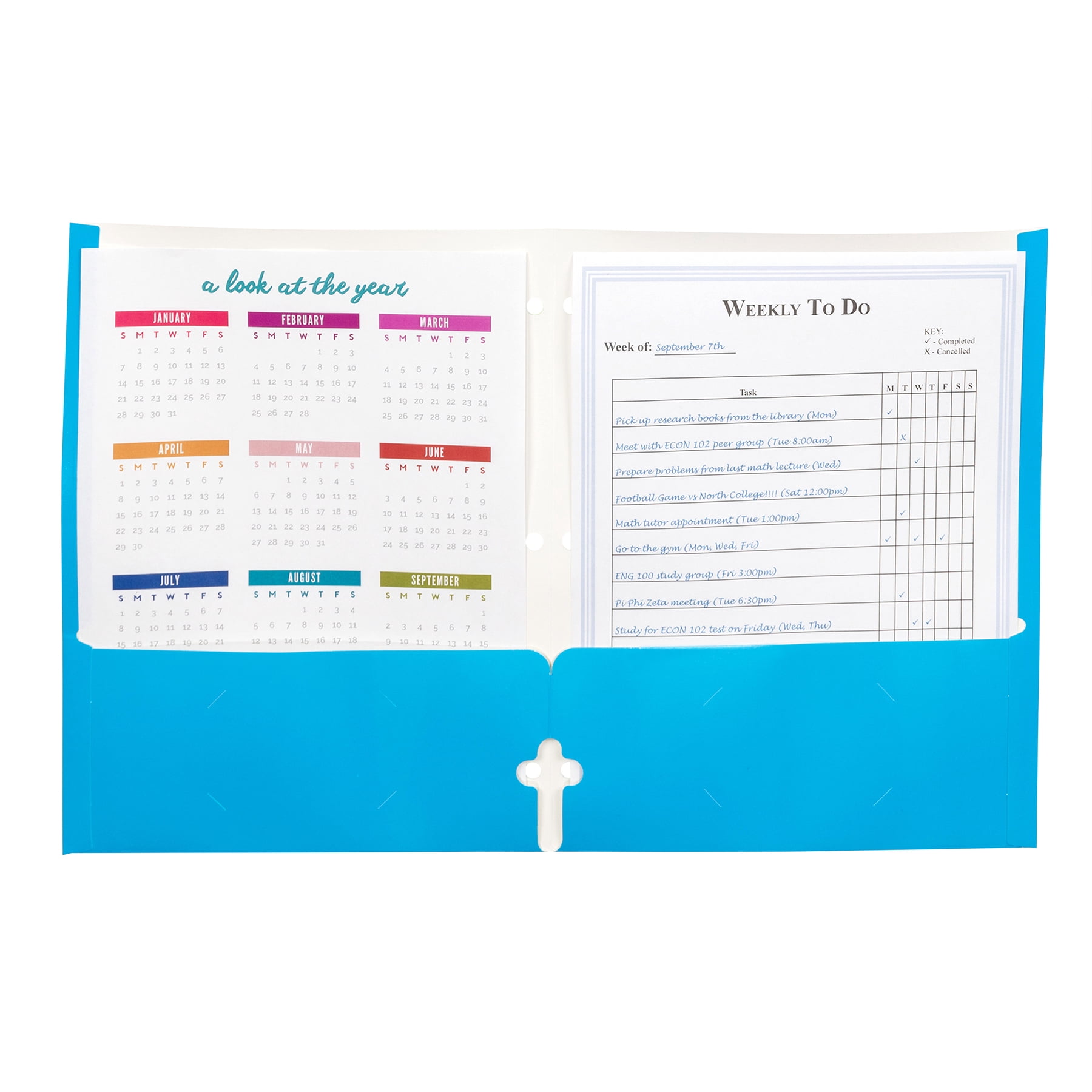 C-Line 2-Pocket Laminated Paper Portfolio with 3-Hole Punch, Assorted, Pack of 100