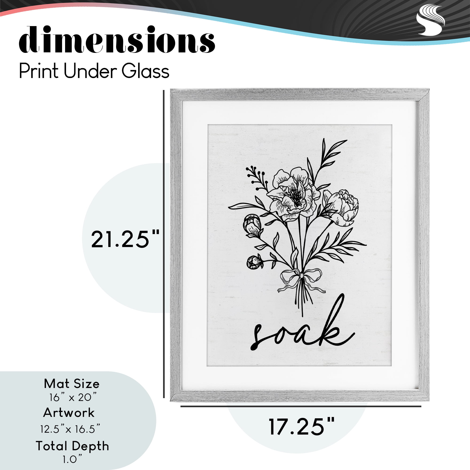 Bathroom Herb Soak Gray Framed Print Under Glass, design by Lettered and Lined