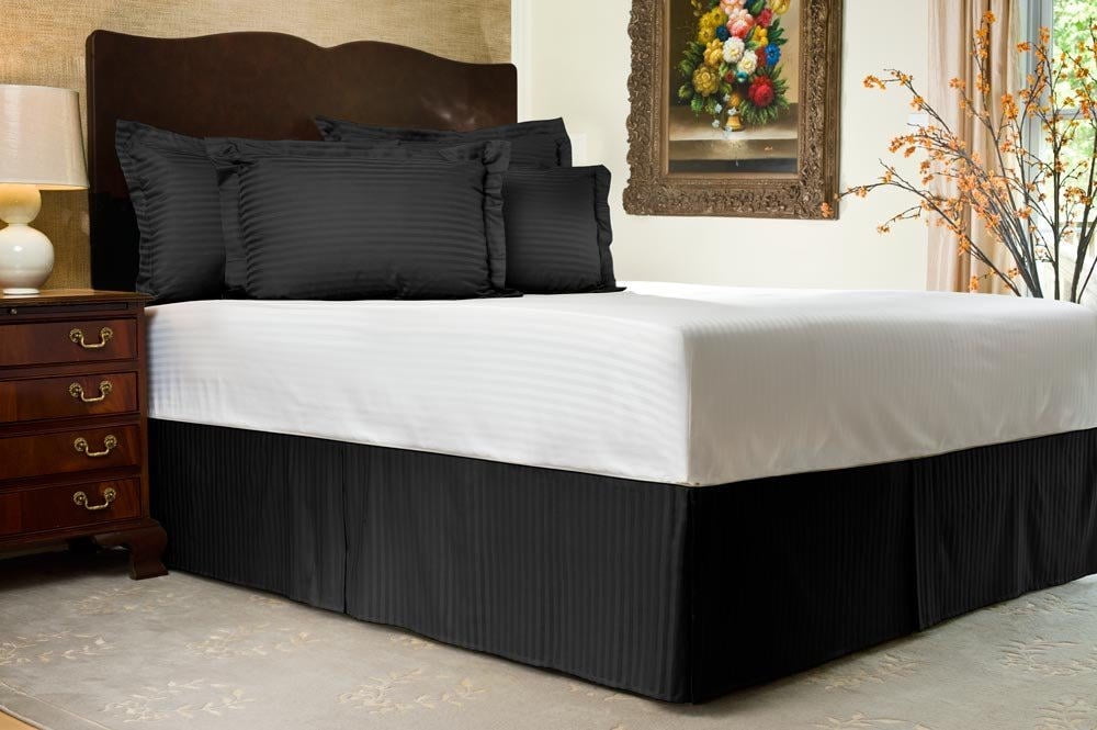 The Great American 1800 Series Brushed Microfiber Pleated Bed The Great American 1800 Series Brushed Microfiber Pleated Bed Skirt Twin Xl Stripe Navy Blue Drop Length Upto 18 21 Covers Legs And Frame